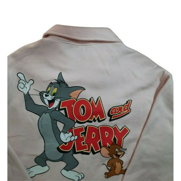 TOM & JERRY Women's button down shirt  light Pink Oversize size M New NWT - Picture 4 of 7
